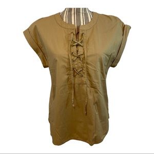 JCrew sleeveless peasant style lace up collar blouse size 4